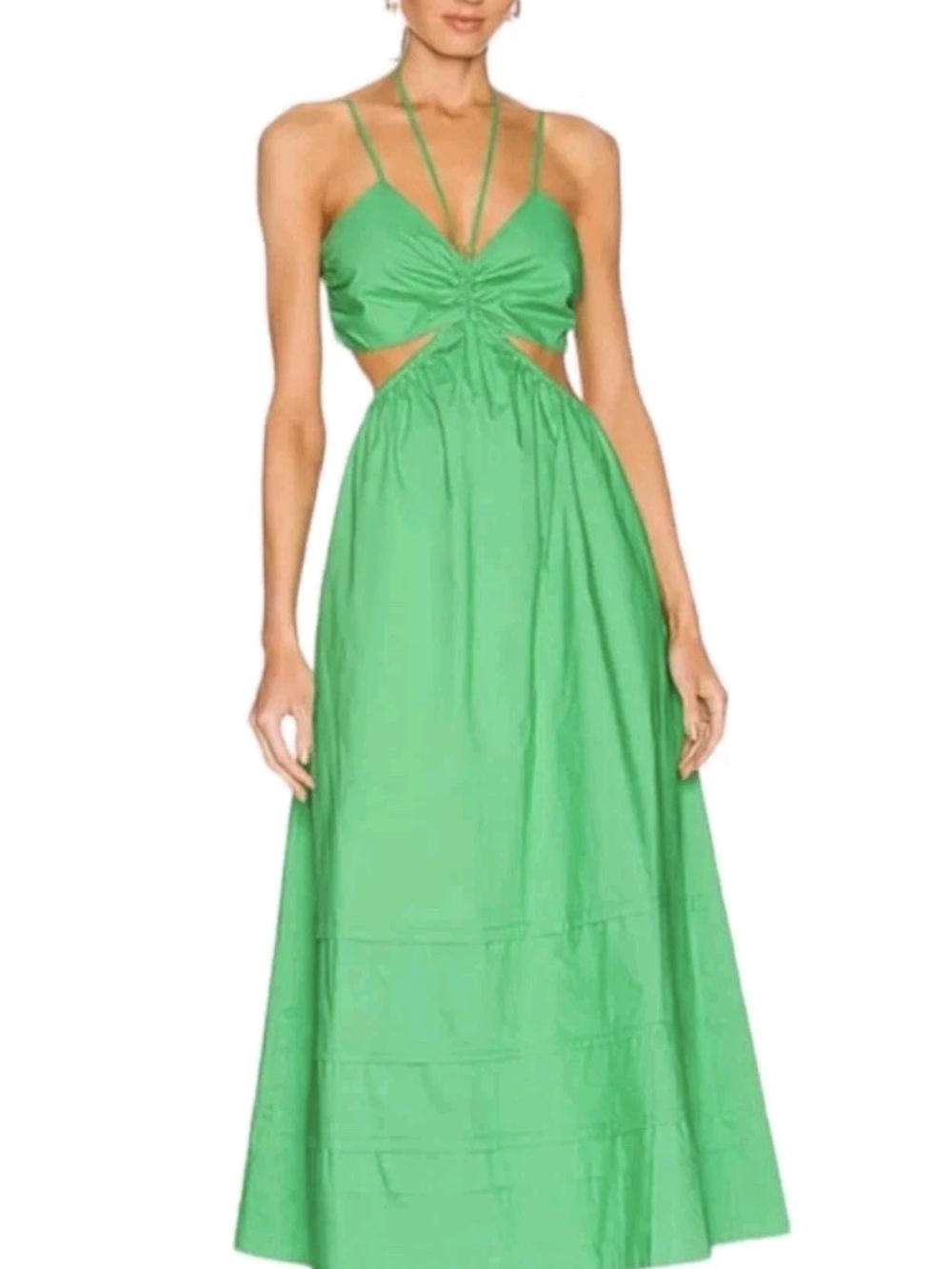 NICHOLAS Kelly Green Cutout Maxi Dress with Spaghetti Straps